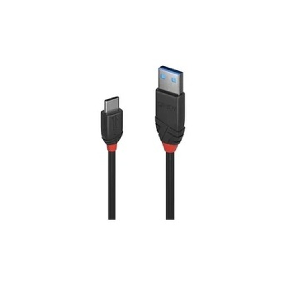 Lindy 36915 0.5m USB-A (M) 3.2 To USB-C (M) 3.2 Black Line 10Gbps Cable - Black