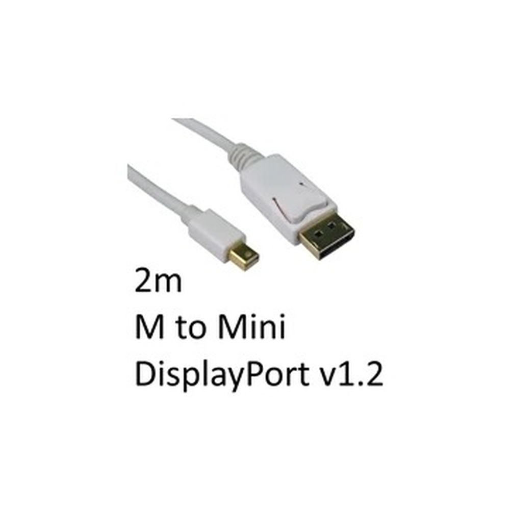DisplayPort 1.2 (M) to Mini DisplayPort 1.2 (M) 2m White OEM Display Cable