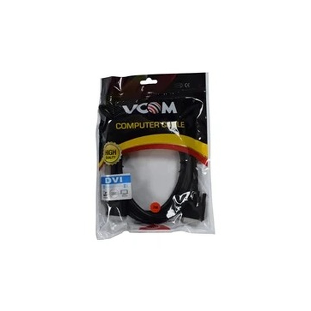 VCOM DVI-D (M) to DVI-D (M) (24+1 pin) 3m Black Retail Packaged Display Cable, Works with Flat Panel Displays, Digital CRT Monitors, Projectors, and HDTVs