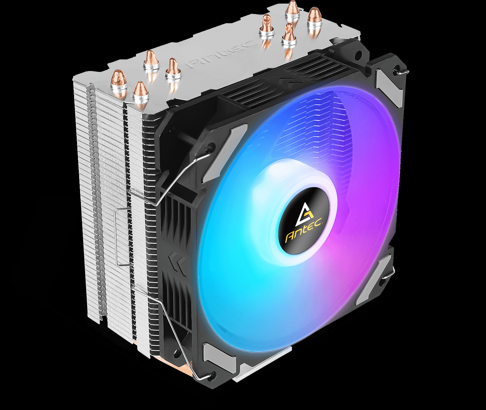 ANTEC A400i Fan CPU Cooler, Universal Socket, 120mm Neon Light Effect Silent RGB PWM Fan, 1800RPM, 4 Direct-Touch Copper Heatpipes, Intel LGA 1700 Bracket Included