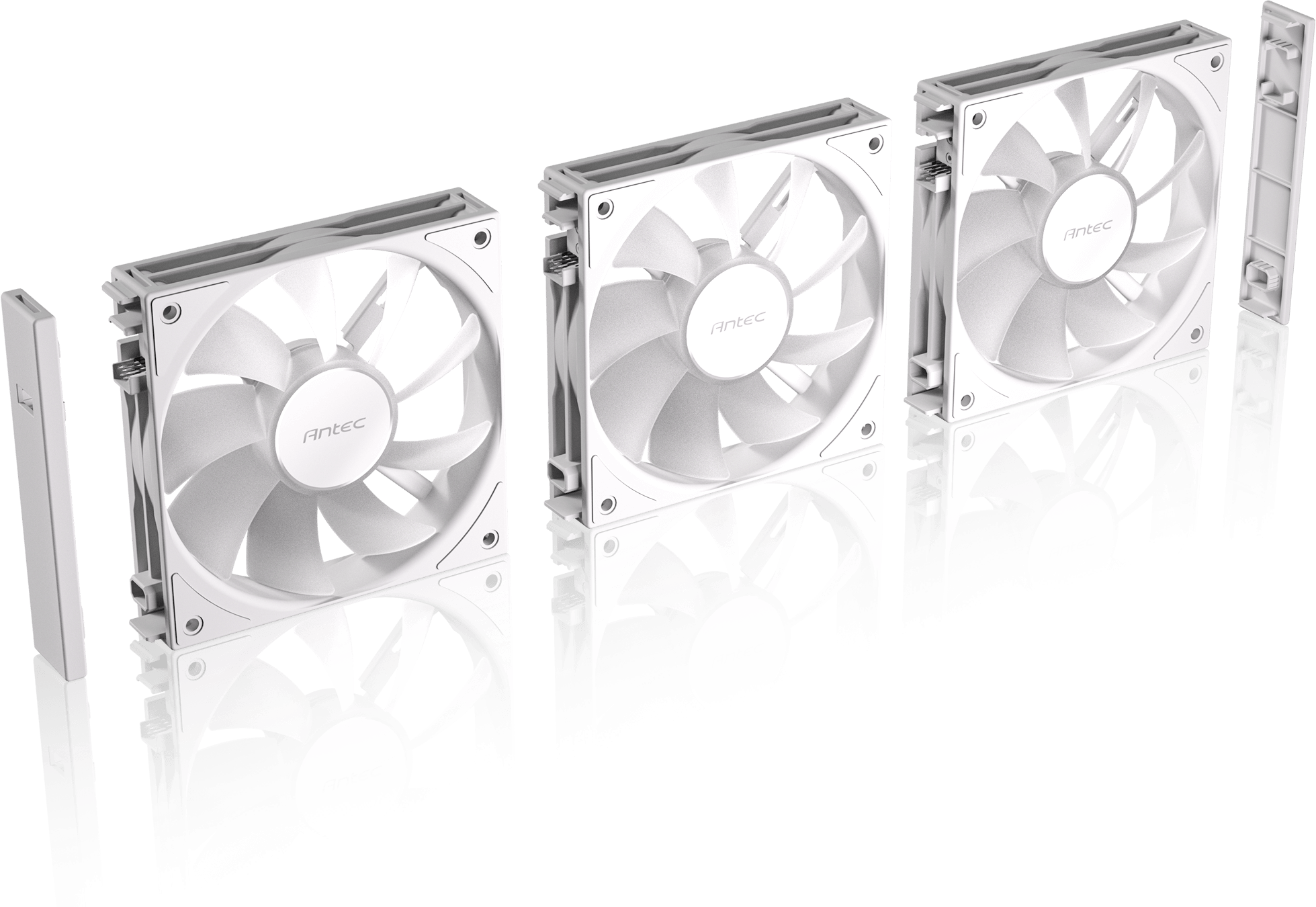 Antec Connect 120 White ARGB 3-Pack 120mm PWM Fans with Daisy Chain Design and Vibration-Absorbing Pads
