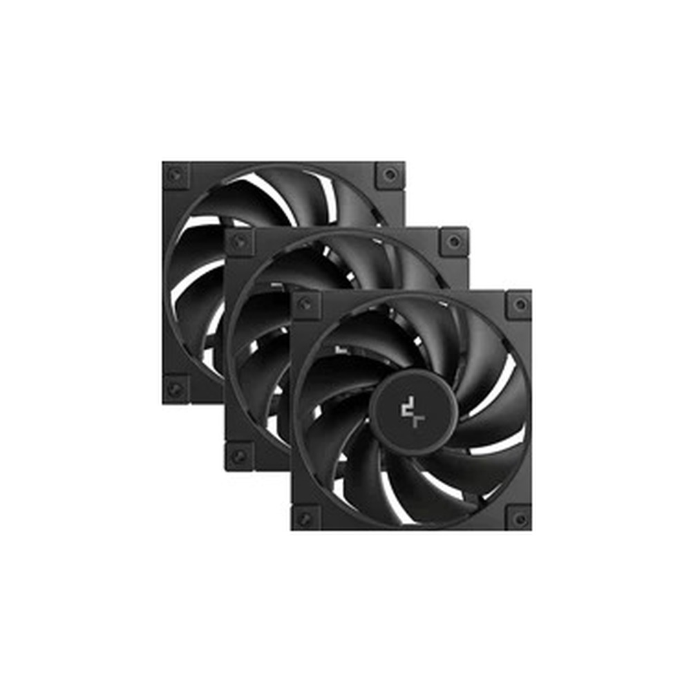 DeepCool FD12 120mm Case Fan 3-Pack, PWM Control, High Airflow, Low Noise, Hydro Bearing, Black, Anti-Vibration Pads, 4-Pin Connector
