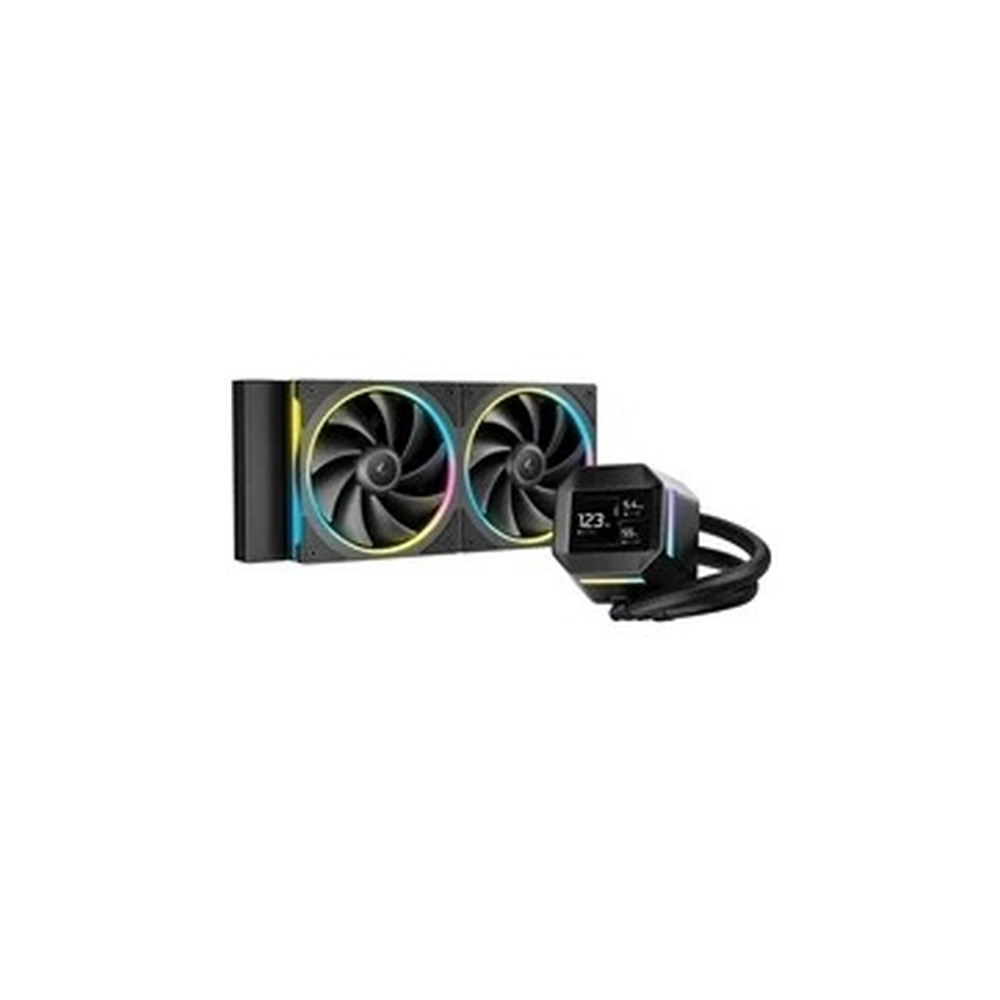 DeepCool LM240 Liquid CPU Cooler with 2.4" IPS Display, 240mm AIO, Dual 120mm ARGB Fans, Anti-Leak Technology, PWM Pump, Intel LGA 1851/1700 & AMD AM5 Compatible, Black