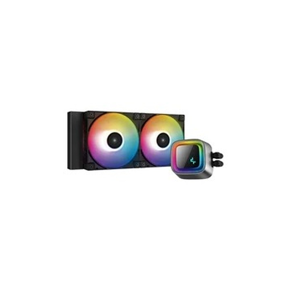 DeepCool LS520 Premium AiO Liquid CPU Cooler, Universal Socket, 240mm Radiator, PWM 2250RPM Cooling Fans, Addressable RGB LED Lighting, Fully Customizable Infinity Mirror Cap Design, Black Version