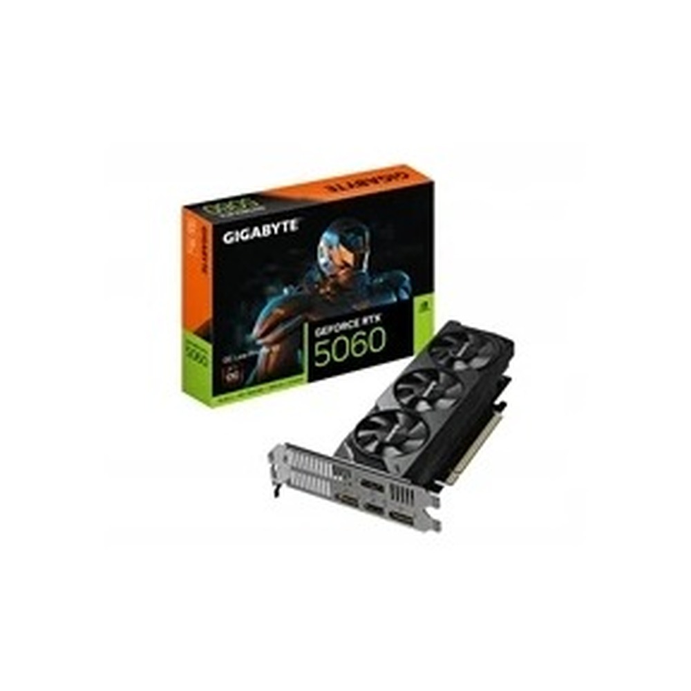 Gigabyte NVIDIA GeForce RTX 5060 OC Low Profile OC 8GB GDDR7 Graphics Card, 3840 CUDA Cores, 2512 MHz Core Clock, Triple Fan, 3x DisplayPorts / 1x HDMI Port