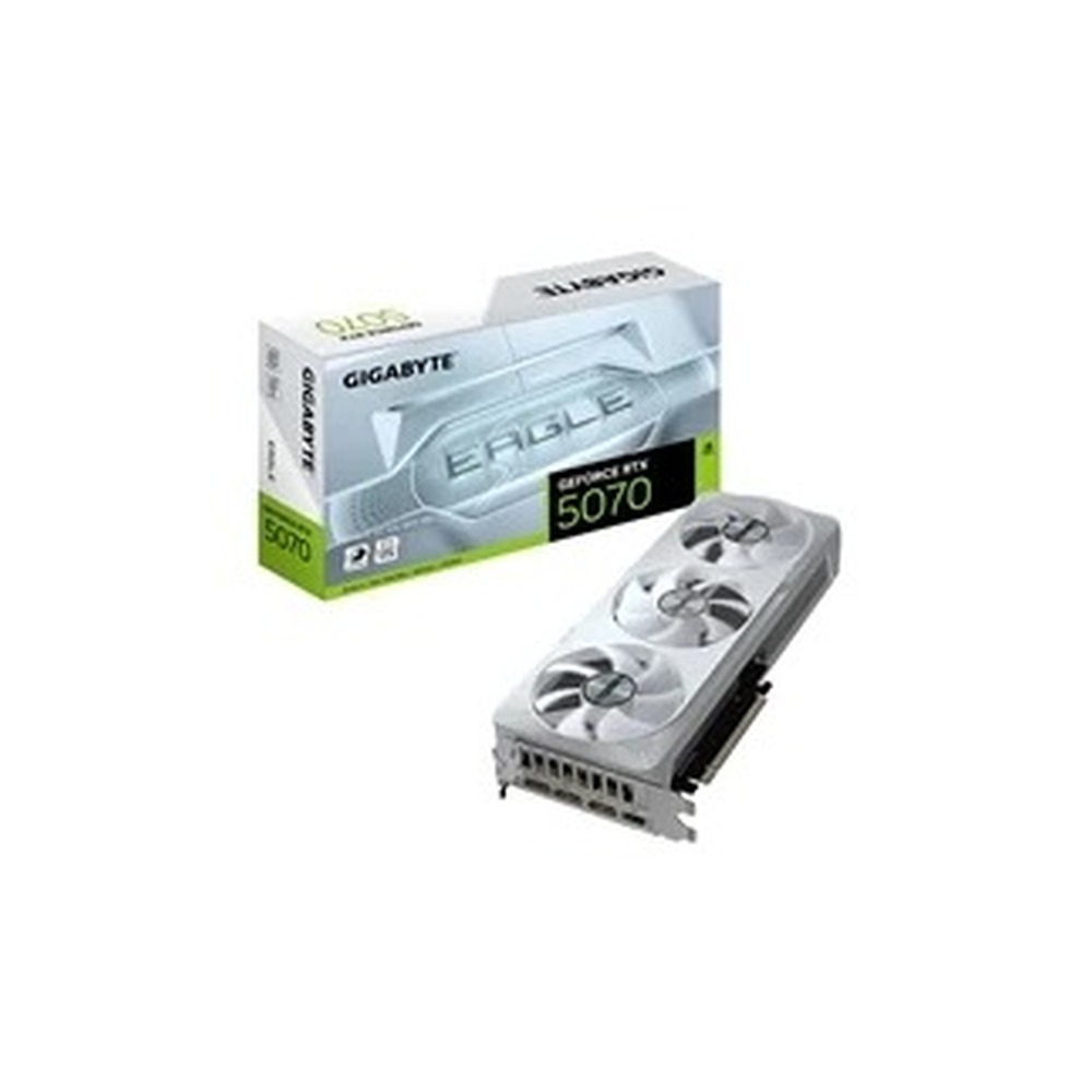 Gigabyte NVIDIA GeForce RTX 5070 EAGLE OC ICE SFF 12GB GDDR7 Graphics Card, 6144 CUDA Cores, 2587 MHz Core Clock, Triple Fan, White, 3x DisplayPorts / 1x HDMI Port