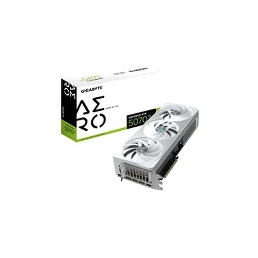 Gigabyte NVIDIA GeForce RTX 5070 Ti AERO OC 16GB GDDR7 Graphics Card, 8960 CUDA Cores, 2588 MHz Core Clock, Triple Fan, White, RGB, 3x DisplayPorts / 1x HDMI Port