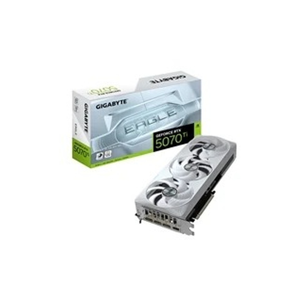 Gigabyte NVIDIA GeForce RTX 5070 Ti EAGLE OC ICE SFF 16GB GDDR7 Graphics Card, 8960 CUDA Cores, 2542 MHz Core Clock, Triple Fan, White, 3x DisplayPorts / 1x HDMI Port