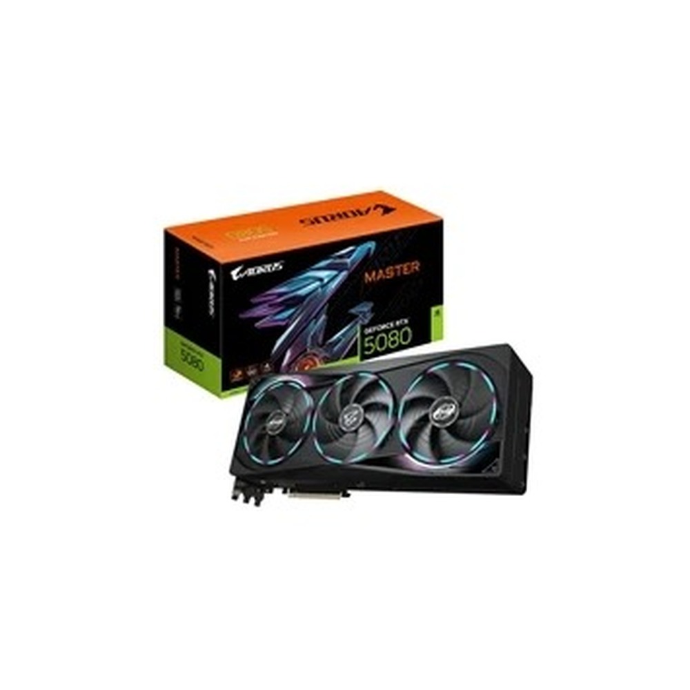 Gigabyte NVIDIA GeForce RTX 5080 AORUS MASTER 16GB GDDR7 Graphics Card, 10752 CUDA Cores, 2805 MHz Core Clock, Triple Fan, RGB, 3x DisplayPorts / 1x HDMI Port