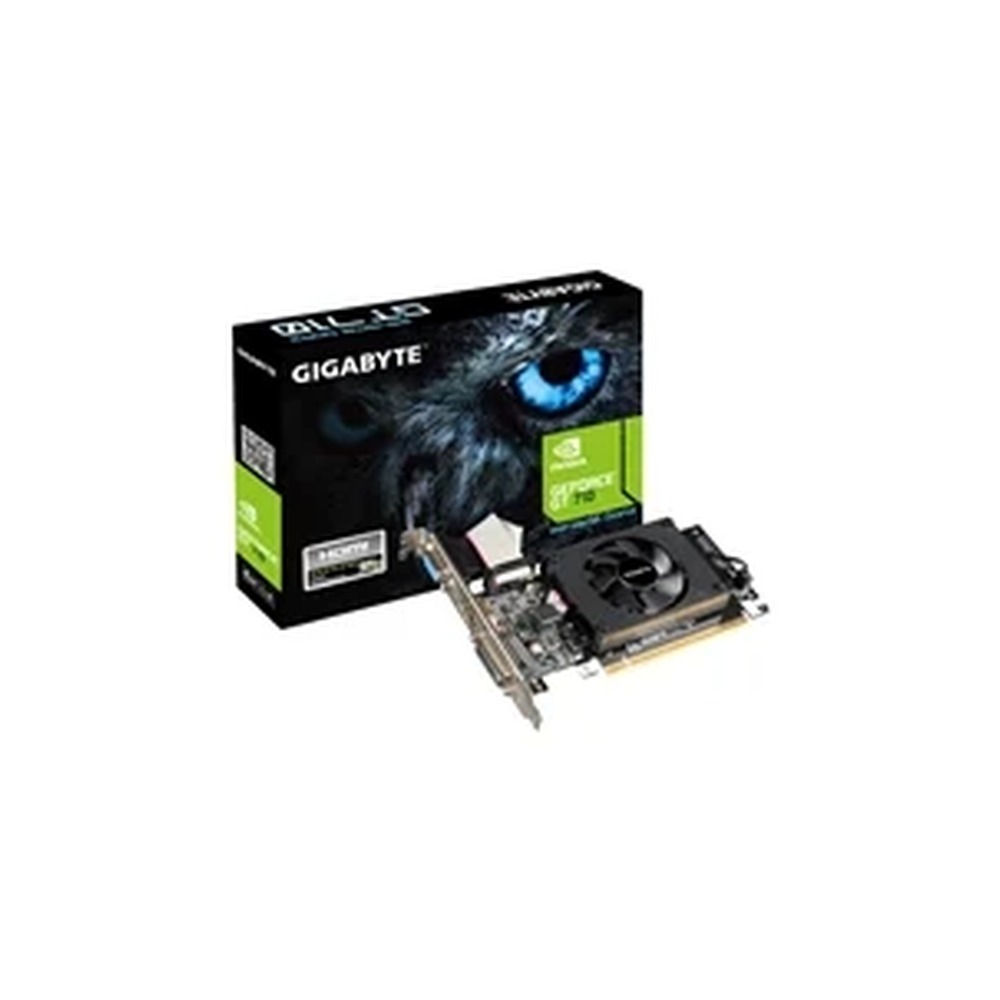 Gigabyte NVIDIA GeForce GT 710 2GB DDR3 Low Profile Graphics Card, 954 MHz Core Clock, Single Fan, 1x DVI-D / 1x D-Sub / 1x HDMI Ports