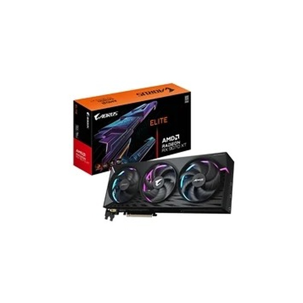 Gigabyte AMD Radeon RX 9070 XT ELITE 16GB GDDR6 Graphics Card, 4096 Streams, 2570 MHz Core Clock, Triple Fan, RGB, 2x DisplayPorts / 2x HDMI Ports