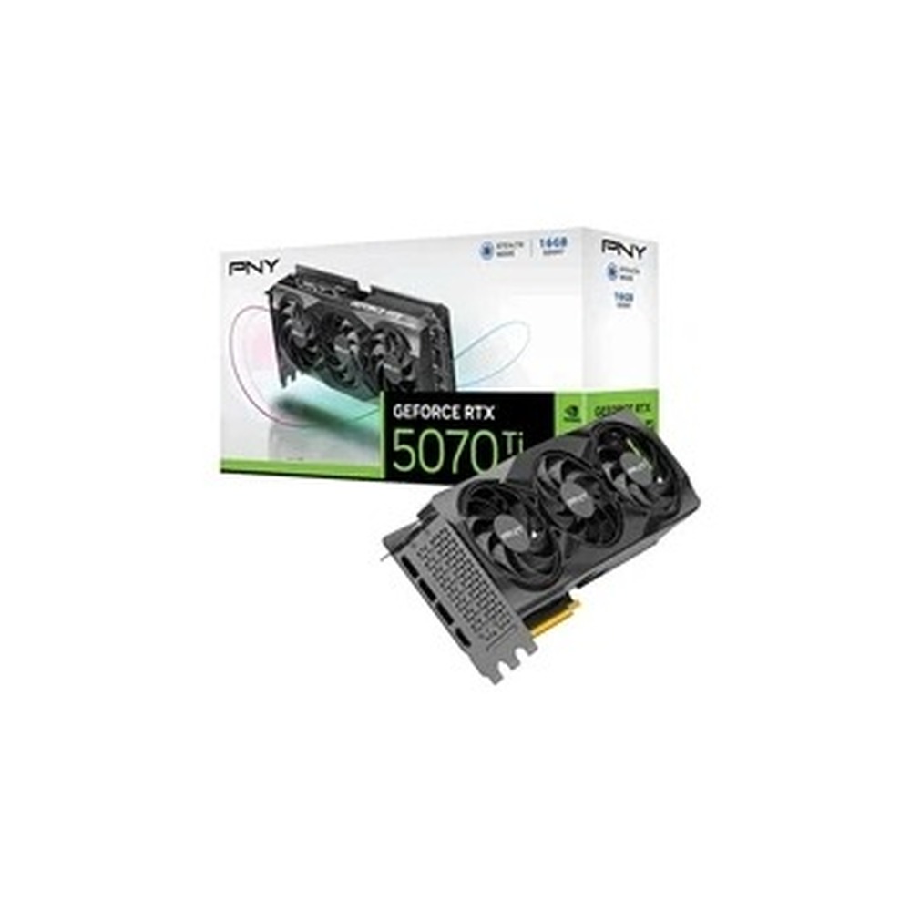 PNY NVIDIA GEFORCE RTX 5070 Ti 16GB, GDDR7 Graphics Card, 8960 CUDA Cores, 2295 MHz Core Clock, Triple Fan, 3x Display Ports / 1x HDMI Port