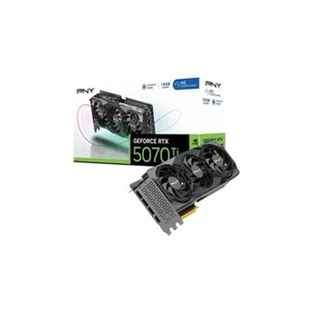 PNY NVIDIA GEFORCE RTX 5070 Ti OC 16GB, GDDR7 Graphics Card, 8960 CUDA Cores, 2295 MHz Core Clock, Triple Fan, 3x Display Ports / 1x HDMI Port