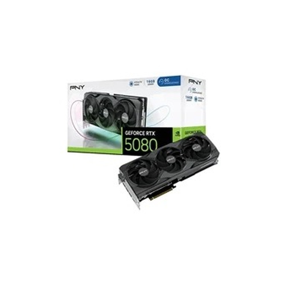 PNY NVIDIA GEFORCE RTX 5080 OC 16GB, GDDR7 Graphics Card, 10752Cuda Cores, 2295 MHz Core Clock, Triple Fan, 3 x Display Ports/ 1 x HDMI Port