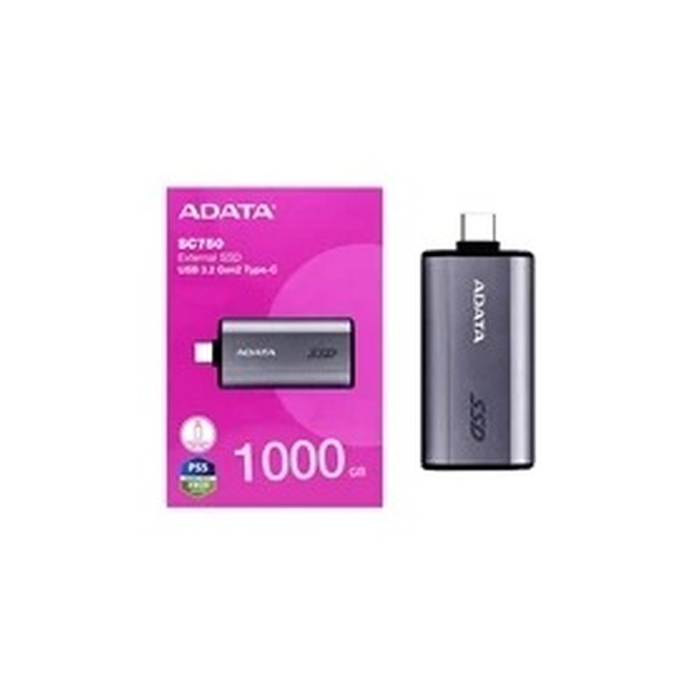 ADATA SC750 (SC750-1000G-CCBK) 1TB USB-C Portable SSD USB 3.2 Gen 2 Up to 1000 MB/s Black Titanium Compatible with Windows, iOS, Android, PlayStation, XBox & Handheld Consoles