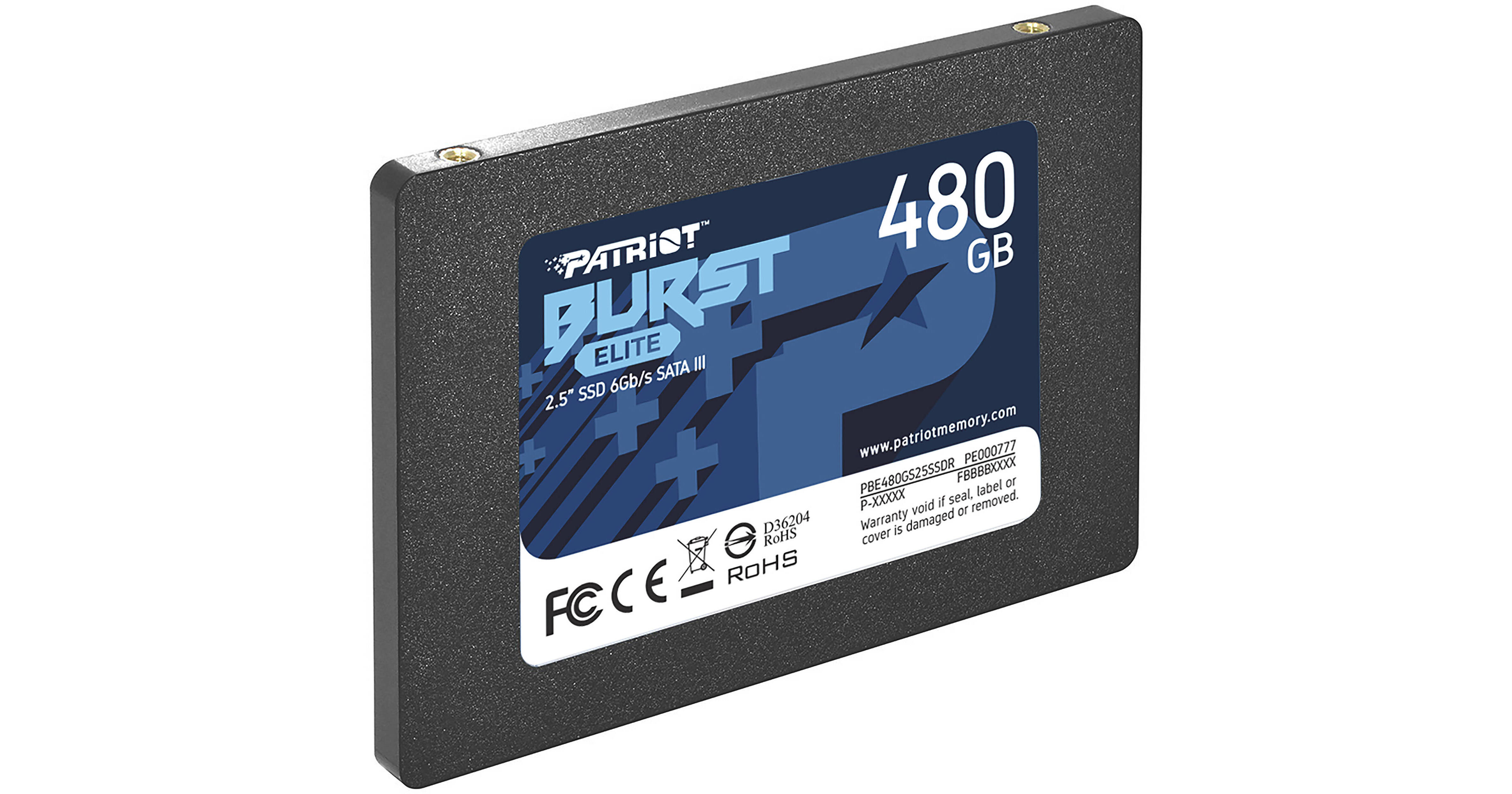 Patriot Elite (PBE480GS25SSDR) 480GB 2.5 Inch SSD, Sata 3 Interface, Read 450MB/s, Write 320MB/s, 3 Year Warranty