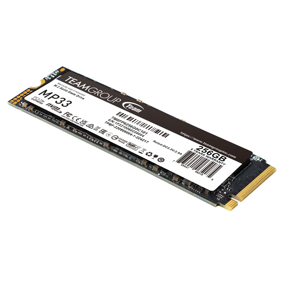 Team MP33 (TM8FP6256G0C101) 256GB NVMe M.2 Interface, PCIe Gen3, 2280, Read 1600MB/s, Write 1000MB/s, 3 Year Warranty