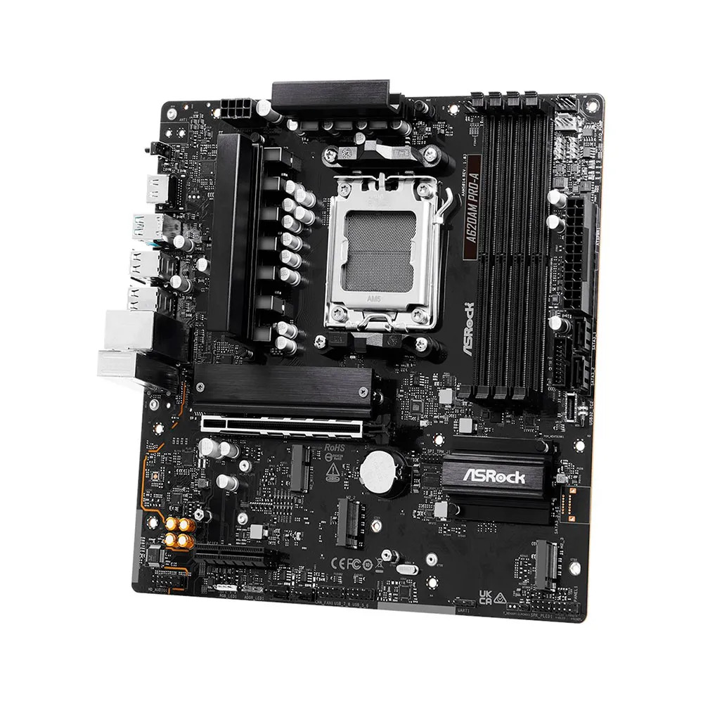 ASRock A620AM PRO-A AMD Socket AM5 Motherboard, 4x DDR5 Slots, 3x M.2 Socket, 2.5GbE LAN, 1x HDMI Port
