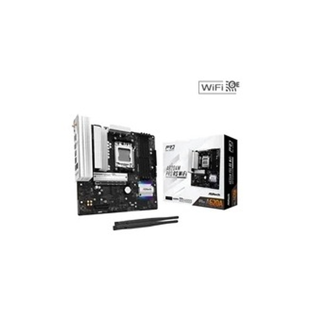 ASRock A620AM Pro RS WiFi AMD Socket AM5 Motherboard, 4x DDR5 Slots, 3x M.2 Socket, 2.5GbE LAN, Wi-Fi 6E, 1x HDMI Port / 1x DisplayPort