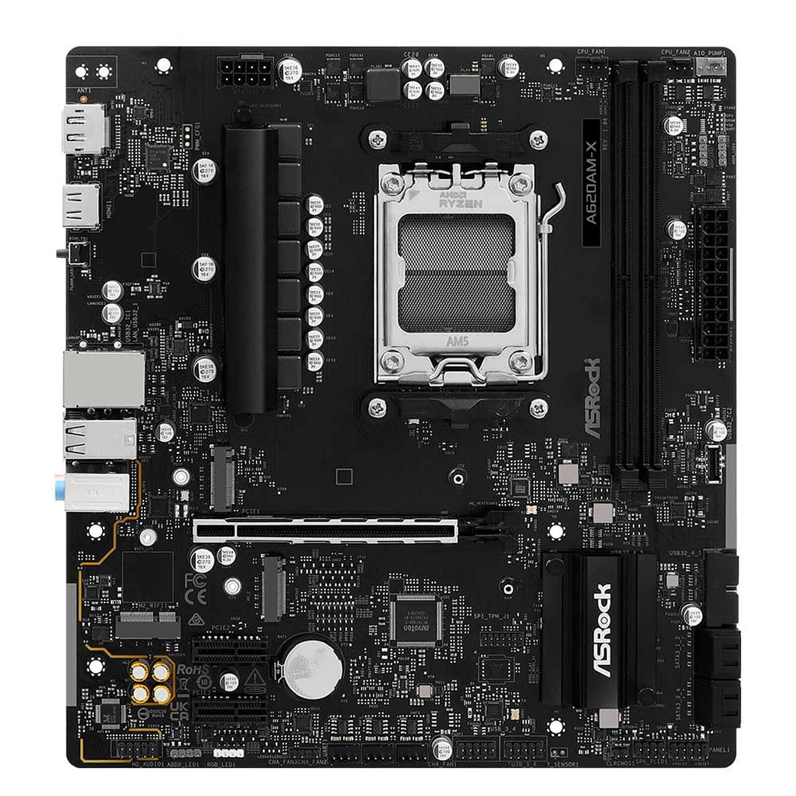 ASRock A620AM-X AMD Socket AM5 Motherboard, 2x DDR5 Slots, 2x M.2 Socket, 2.5GbE LAN, 1x HDMI Port / 1x Display Port