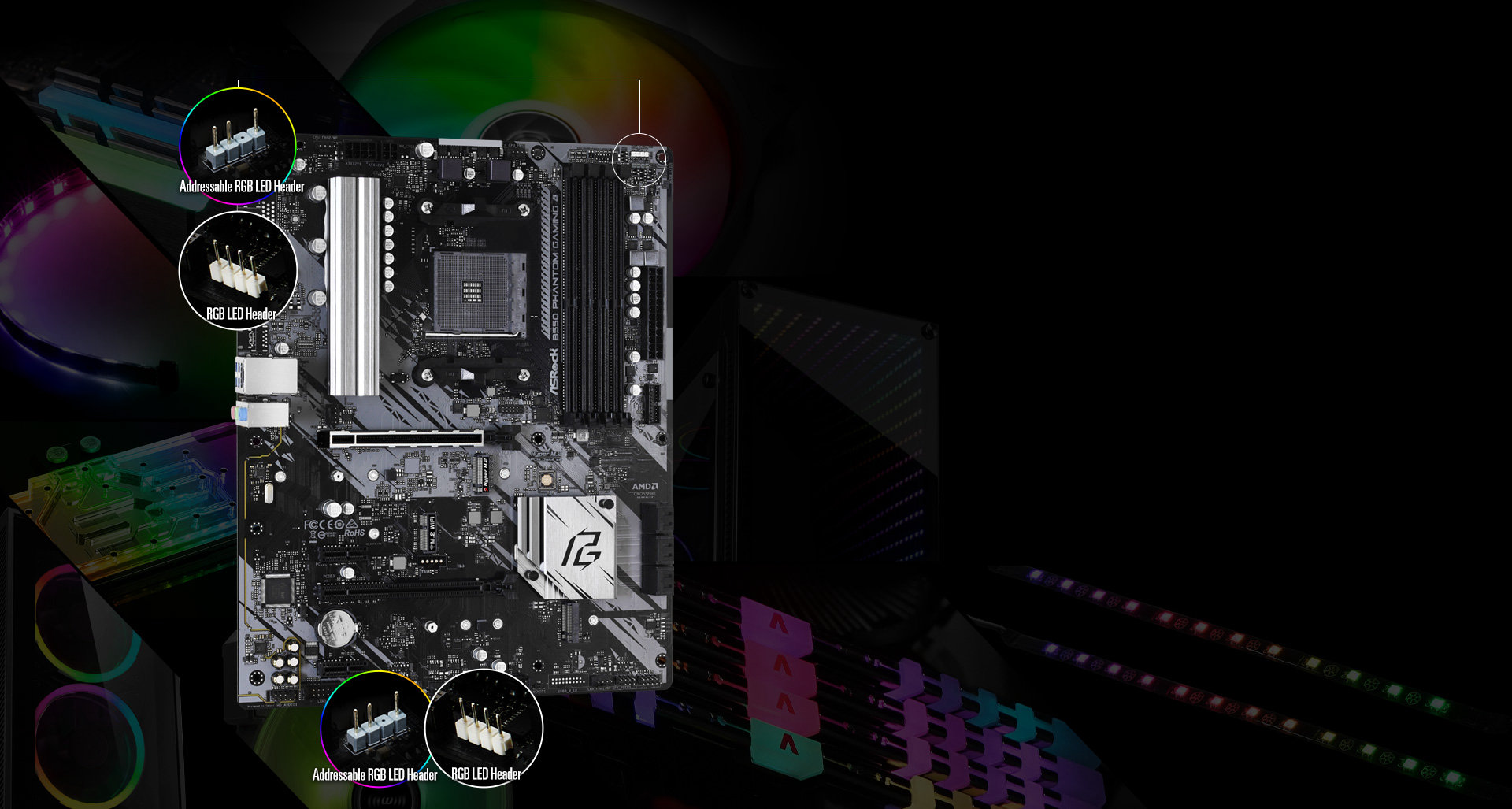 ASRock B550 Phantom Gaming 4 Super Alloy AMD AM4 Socket Motherboard, ATX, 4x DDR4 Slots, 2x M.2 Sockets, GbE LAN, 1x HDMI Port