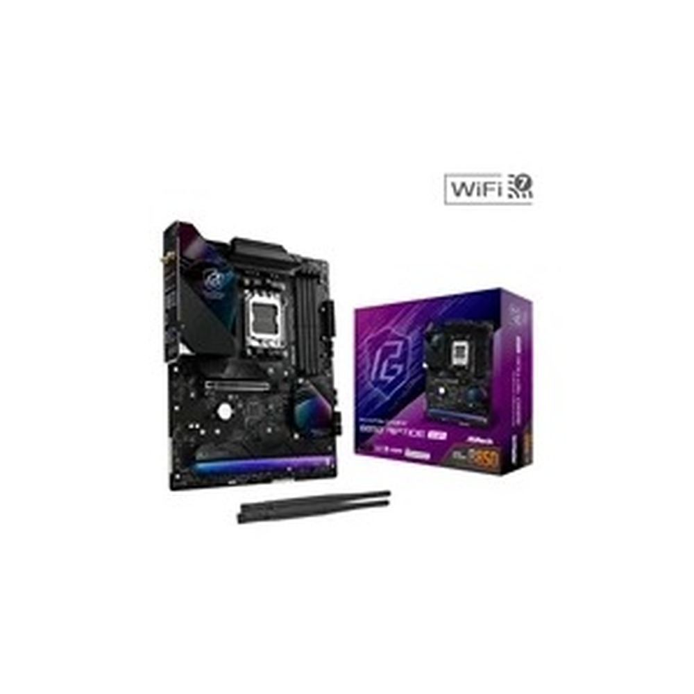 ASRock B850 Riptide WiFi PHANTOM GAMING AMD AM5 Socket Motherboard, ATX, 4x DDR5 Slots, 4x M.2 Sockets, Fitted I/O Shield, 2.5GbE LAN, Wi-Fi 7, 1x HDMI Port