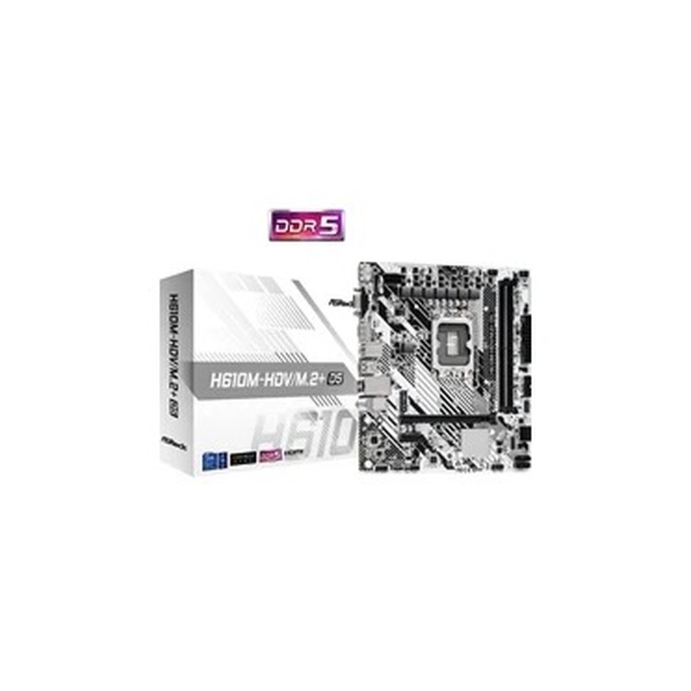 ASRock H610M-HDV/M.2+ D5 Intel 1700 Socket Motherboard, Micro-ATX, 2x DDR5 Slots, 1x M.2 Socket, 1x USB-C Port, GbE LAN, 1x D-Sub / 1x DisplayPort / 1x HDMI Port