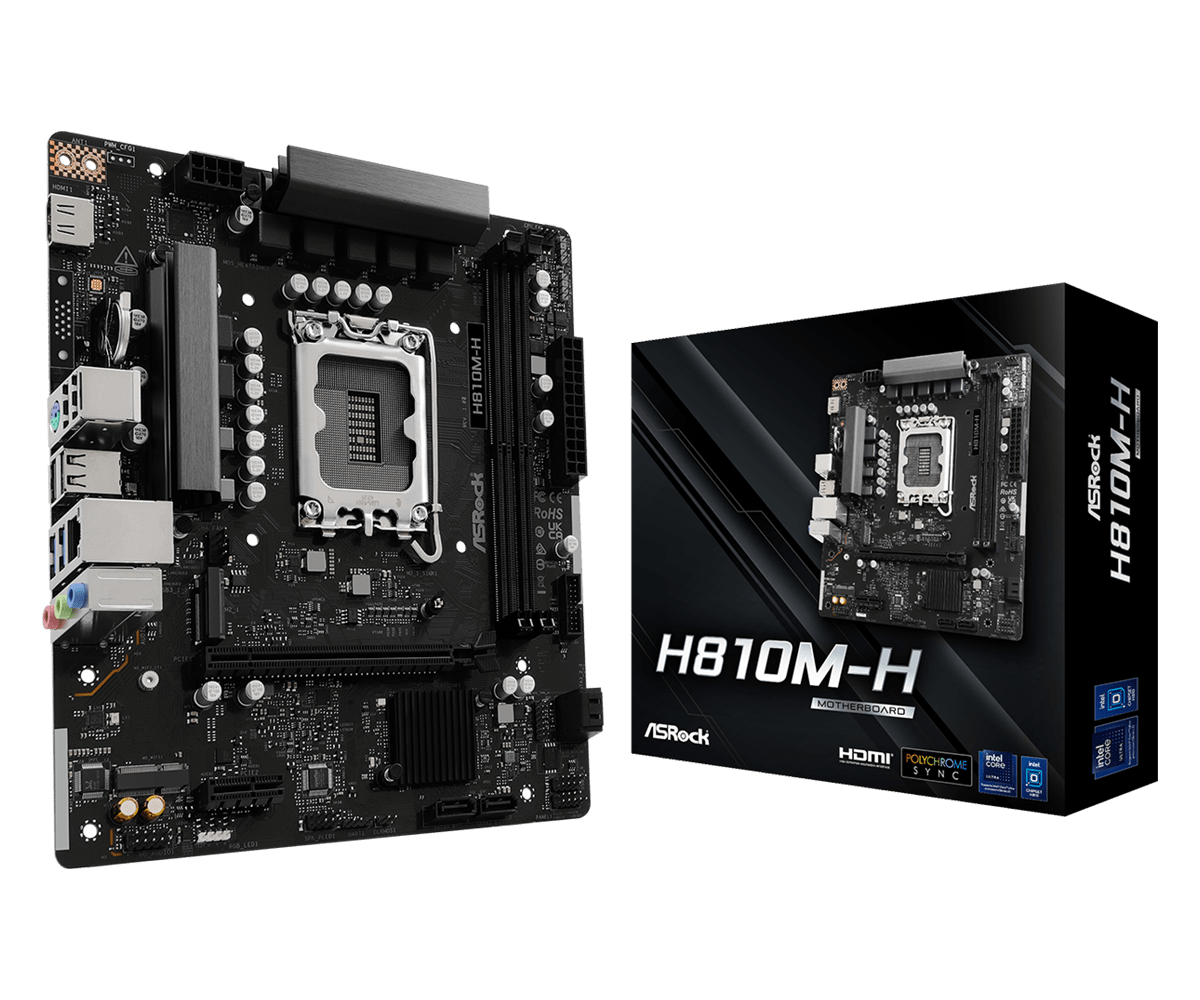 ASRock H810M-H Intel 1850 Socket Motherboard, Micro-ATX, 2x DDR5 Slots, 1x M.2 Sockets, GbE LAN, 1x HDMI Port