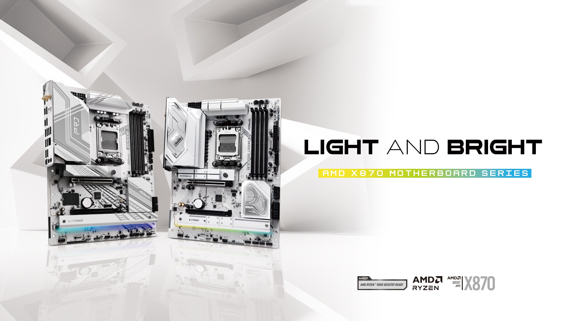 ASRock X870 STEEL LEGEND WIFI AMD AM5 Socket Motherboard, ATX, 4x DDR5 Slots, 3x M.2 Sockets, Fitted I/O Shield, 2.5GbE LAN, Wi-Fi 7, 1x HDMI Port / 2x USB-C (USB4)
