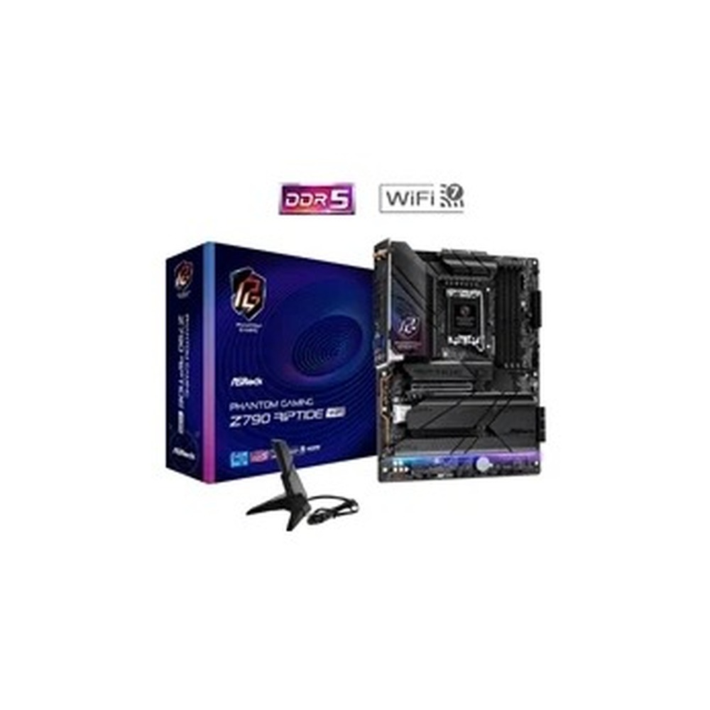 ASRock Z790 Riptide WiFi PHANTOM GAMING Intel 1700 Socket Motherboard, ATX, 4x DDR5 Slots, 5x M.2 Sockets, Fitted I/O Shield, 2.5GbE LAN, Wi-Fi 7, 1x DisplayPort / 1x HDMI Port