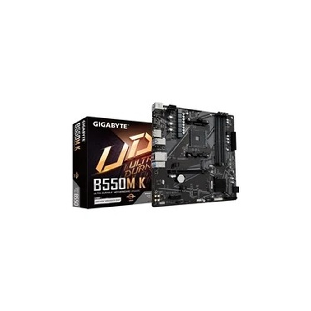 Gigabyte B550M K Ultra Durable AMD AM4 Socket Motherboard, Micro-ATX, 4x DDR4 Slots, 2x M.2 Sockets, GbE LAN, 1x DisplayPort / 1x HDMI Port