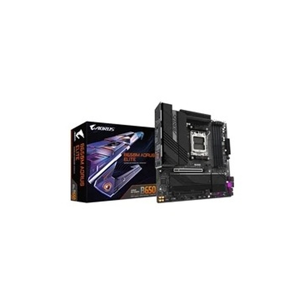 Gigabyte B650M AORUS ELITE AMD AM5 Socket Motherboard, Micro-ATX, 4x DDR5 Slots, 2x M.2 Socket, Fitted I/O Shield, 2.5GbE LAN, 1x DisplayPort / 1x HDMI Port