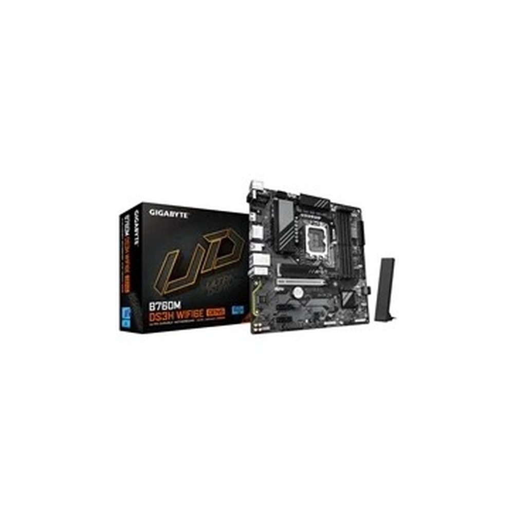 Gigabyte B760M DS3H WIFI6E GEN5 Intel 1700 Socket Motherboard, Micro-ATX, 4x DDR5 Slots, 2x M.2 Socket, 2.5GbE LAN, Wi-Fi 6E, 1x HDMI Port / 2x DisplayPort