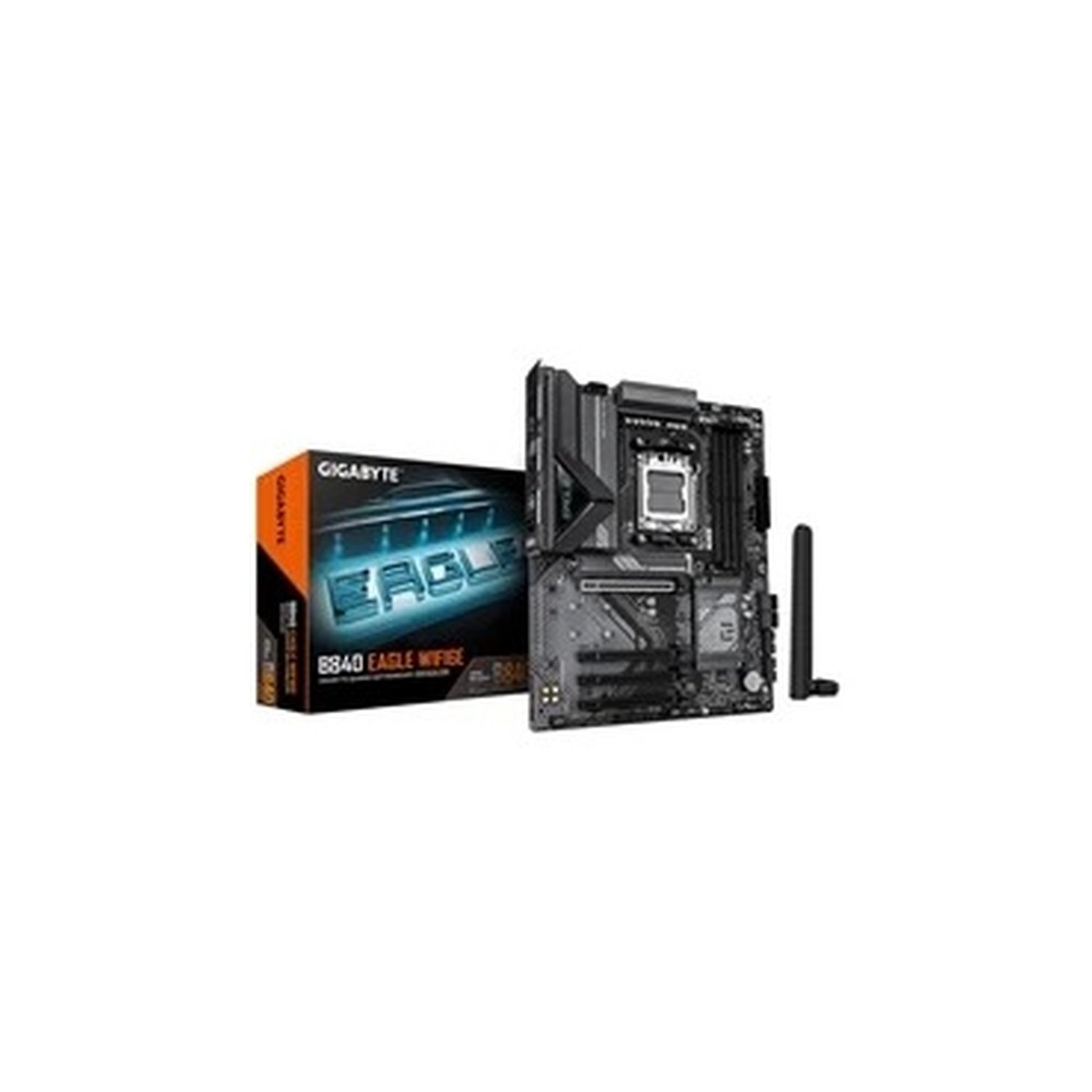 Gigabyte B840 EAGLE WIFI6E AMD AM5 Socket Motherboard, ATX, 4x DDR5 Slots, 3x M.2 Socket, Fitted I/O Shield, 2.5GbE LAN, Wi-Fi 6E, 1x DisplayPort / 1x HDMI Port