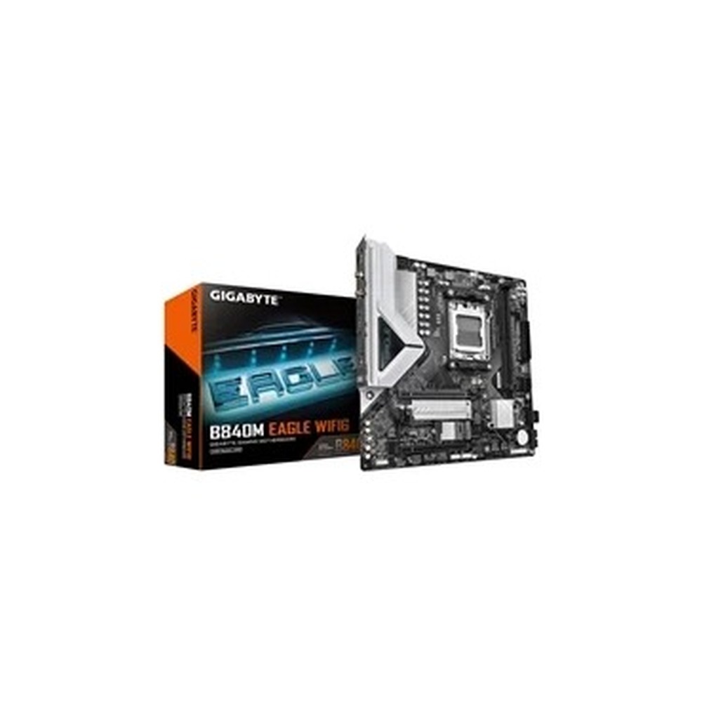 Gigabyte B840M EAGLE WIFI6 AMD AM5 Socket Motherboard, Micro-ATX, 2x DDR5 Slots, 2x M.2 Socket, Fitted I/O Shield, 2.5GbE LAN, Wi-Fi 6, 1x DisplayPort / 1x HDMI Port