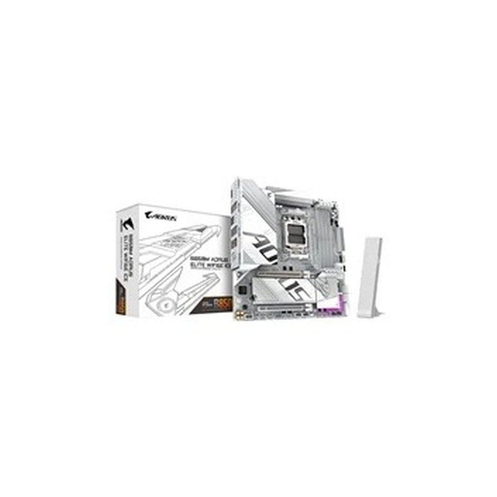 Gigabyte B850M AORUS ELITE WIFI6E ICE AMD AM5 Socket Motherboard, Micro-ATX, 4x DDR5 Slots, 2x M.2 Sockets, Fitted I/O Shield, 2.5GbE LAN, Wi-Fi 6E, 1x DisplayPort / 1x HDMI Port