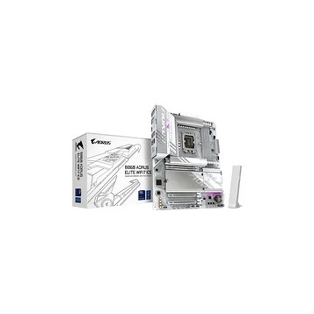 Gigabyte B860 AORUS ELITE WIFI7 ICE Intel 1851 Socket Motherboard, ATX, 4x DDR5 Slots, 3x M.2 Sockets, Fitted I/O Shield, 2.5GbE LAN, Wi-Fi 7, 1x DisplayPort / 2x HDMI / 1x USB-C (USB4)