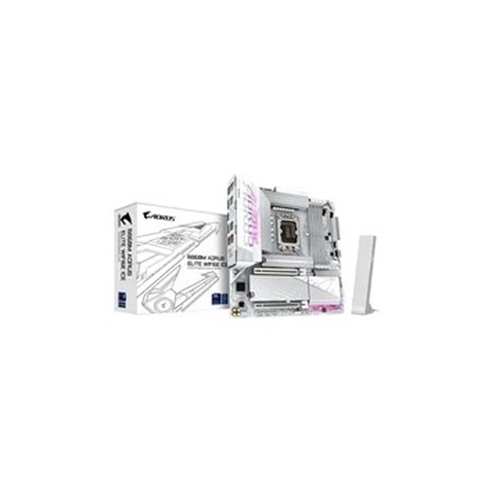 Gigabyte B860M AORUS ELITE WIFI6E ICE Intel 1851 Socket Motherboard, Micro-ATX, 4x DDR5 Slots, 3x M.2 Sockets, Fitted I/O Shield, 2.5GbE LAN, Wi-Fi 6E, 1x DisplayPort / 1x HDMI / 1x USB-C (USB4)