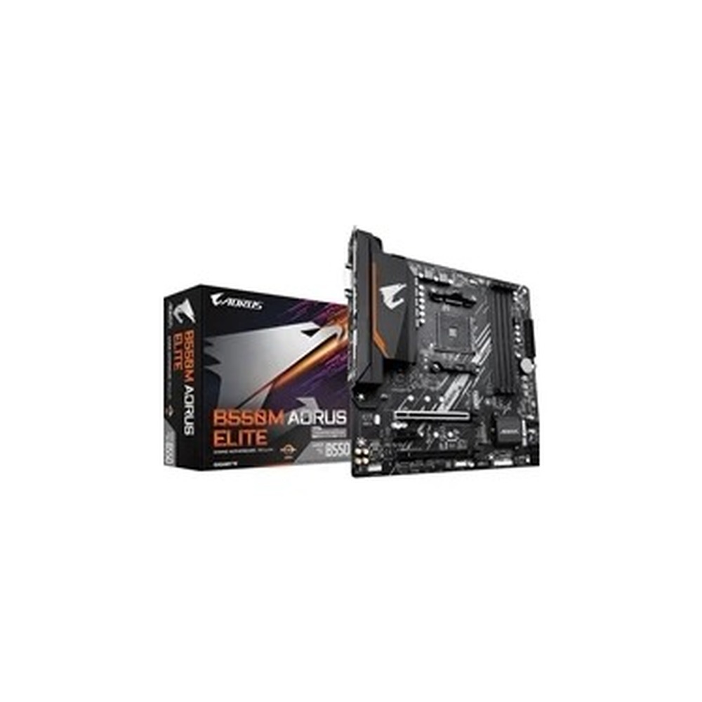 Gigabyte B550M AORUS ELITE Ultra Durable AMD AM4 Socket Motherboard, Micro-ATX, 4x DDR4 Slots, 2x M.2 Sockets, Fitted I/O Shield, GbE LAN, 1x DVI-D / 1x HDMI Port