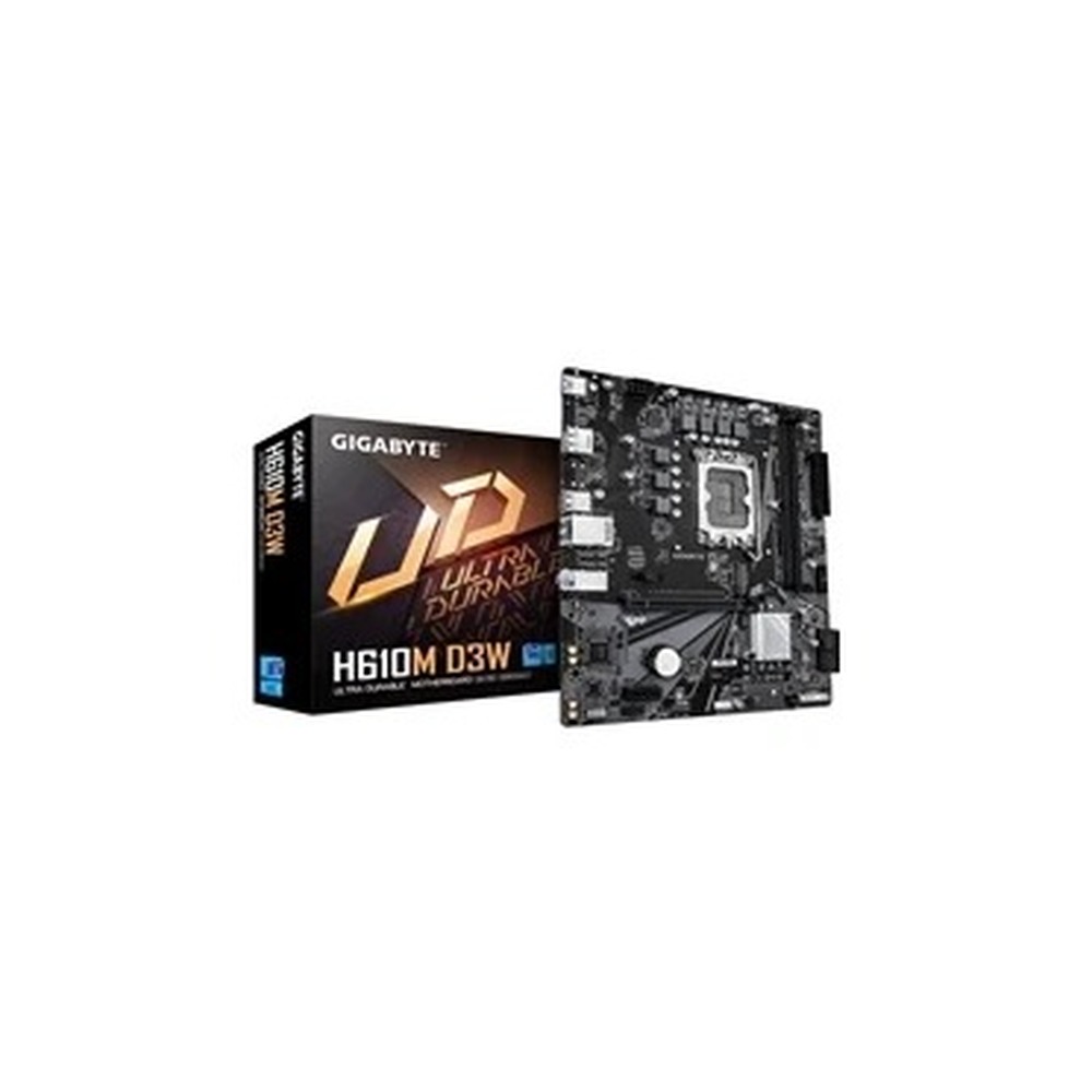 Gigabyte H610M D3W (Rev. 1.1) Intel 1700 Socket Motherboard, Micro-ATX, 2x DDR5 Slots, 1x M.2 Socket, GbE LAN, 1x DisplayPort / 1x HDMI Port
