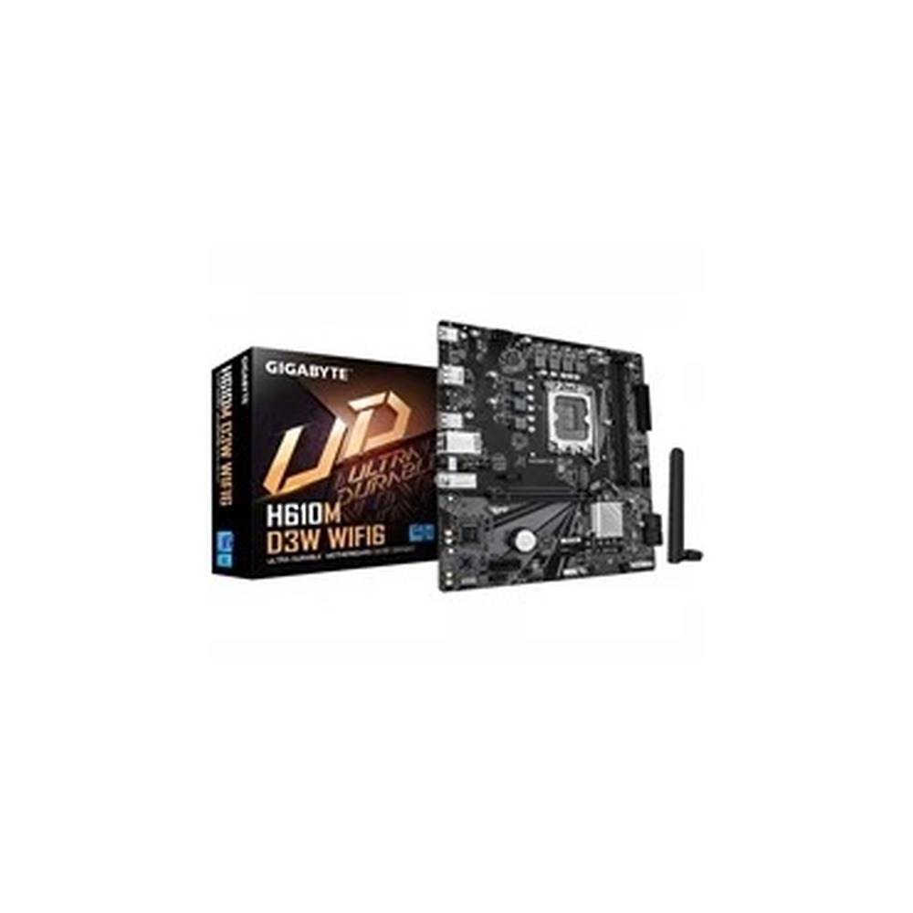Gigabyte H610M D3W WIFI6 (Rev. 1.1) Intel 1700 Socket Motherboard, Micro-ATX, 2x DDR5 Slots, 1x M.2 Socket, GbE LAN, WiFi 6, 1x DisplayPort / 1x HDMI Port