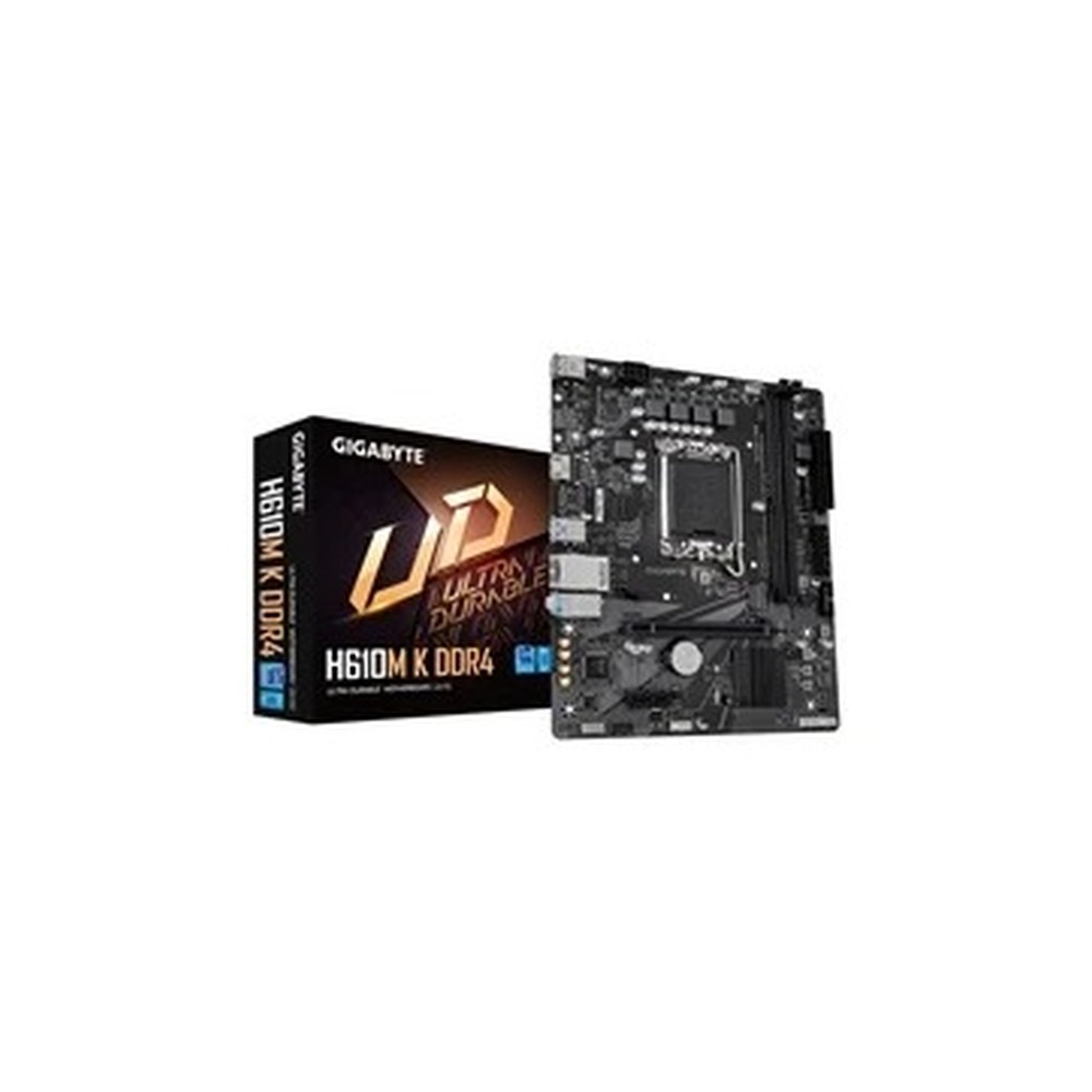 Gigabyte H610M K DDR4 Ultra Durable Intel 1700 Socket Motherboard, Micro-ATX, 2x DDR4 Slots, 1x M.2 Socket, GbE LAN, 1x HDMI Port