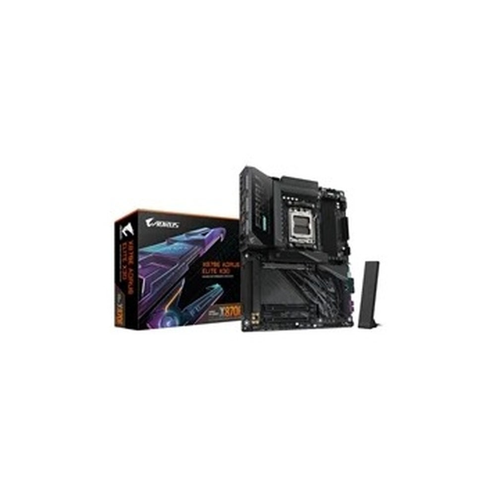 Gigabyte X870E AORUS ELITE X3D AMD AM5 Socket Motherboard, ATX, 4x DDR5 Slots, 4x M.2 Sockets, Fitted I/O Shield, 5GbE LAN, Wi-Fi 7, 1x HDMI Port / 2x USB-C (USB4)