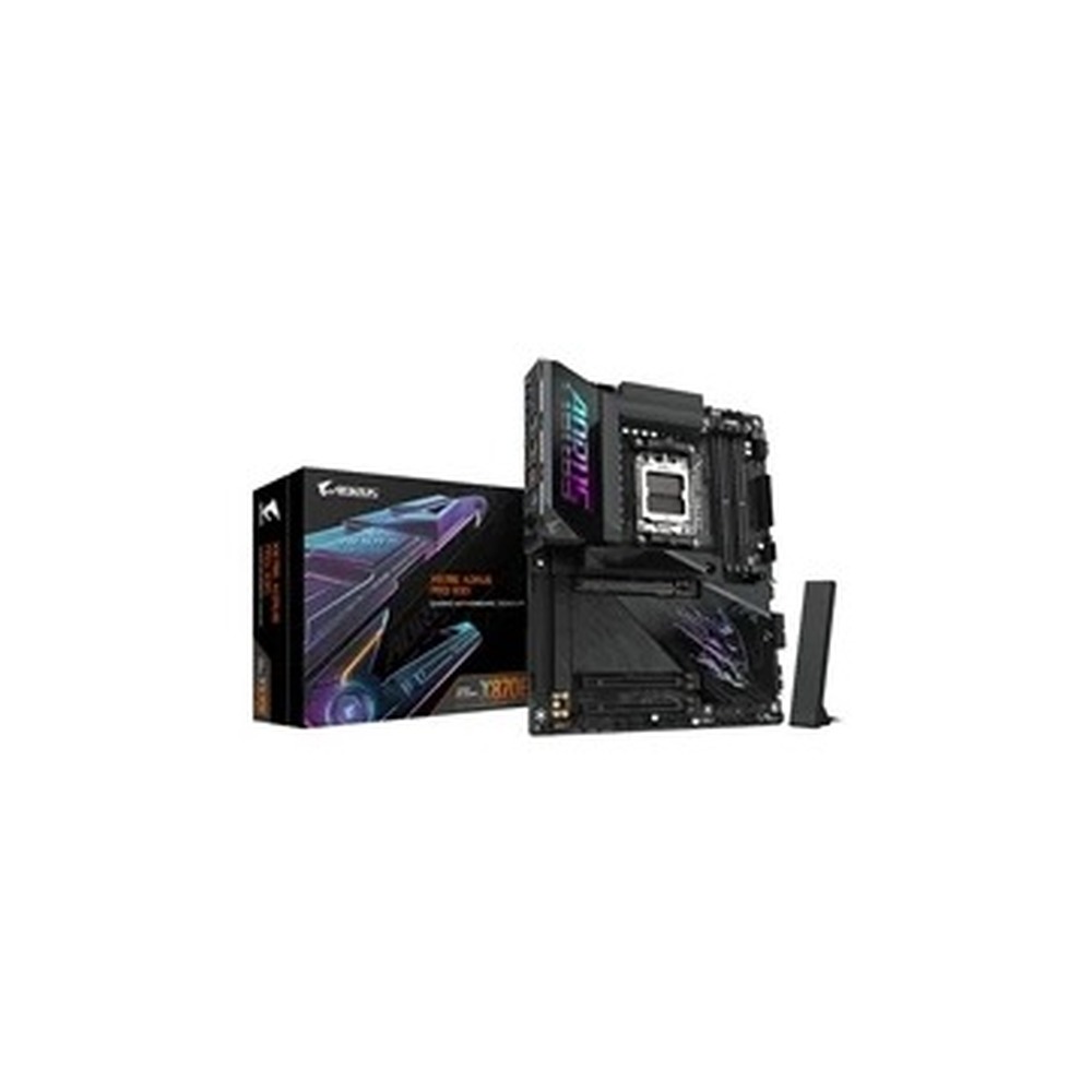 Gigabyte X870E AORUS PRO X3D AMD AM5 Socket Motherboard, ATX, 4x DDR5 Slots, 4x M.2 Sockets, Fitted I/O Shield, 5GbE LAN, Wi-Fi 7, 1x HDMI Port / 2x USB-C (USB4)