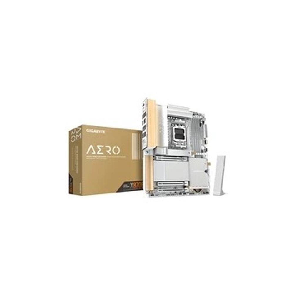 Gigabyte X870E AERO X3D WOOD AMD AM5 Socket Motherboard, ATX, 4x DDR5 Slots, 4x M.2 Sockets, Fitted I/O Shield, 2x 5GbE LAN, Wi-Fi 7, 1x HDMI Port / 2x USB-C (USB4)