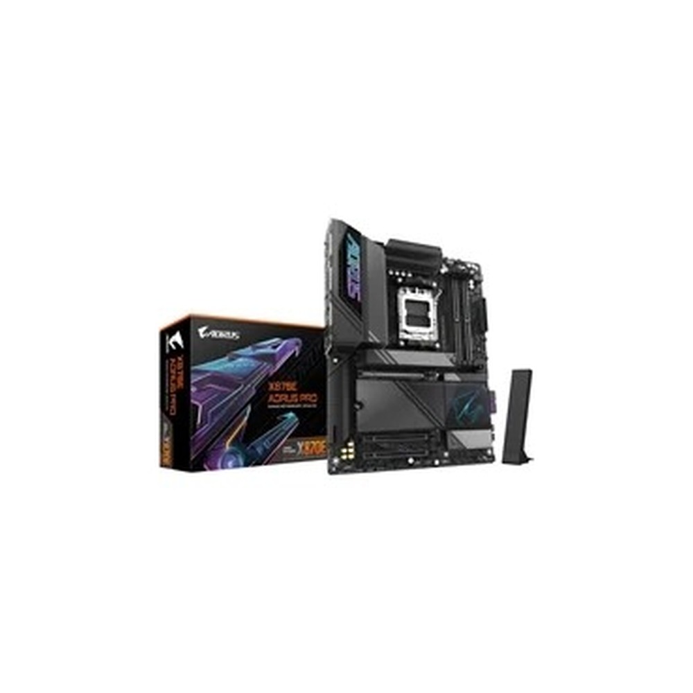 Gigabyte X870E AORUS PRO AMD AM5 Socket Motherboard, ATX, 4x DDR5 Slots, 4x M.2 Sockets, Fitted I/O Shield, 2.5GbE LAN, Wi-Fi 7, 1x HDMI Port / 2x USB-C (USB4)