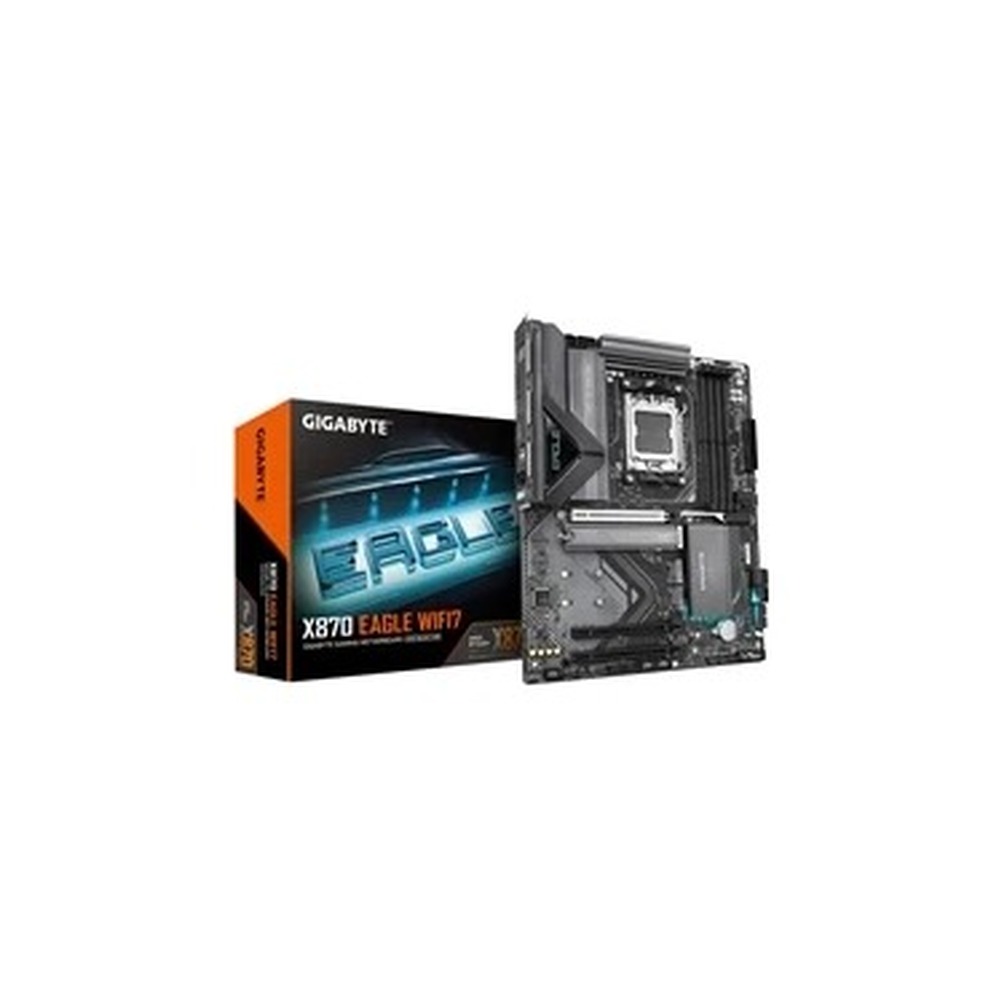 Gigabyte X870 EAGLE WIFI7 AMD AM5 Socket Motherboard, ATX, 4x DDR5 Slots, 3x M.2 Sockets, Fitted I/O Shield, 2.5GbE LAN, Wi-Fi 7, 1x HDMI Port / 2x USB-C (USB4)