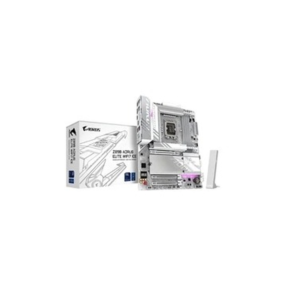 Gigabyte Z890 AORUS ELITE WIFI7 ICE Intel 1851 Socket Motherboard, ATX, 4x DDR5 Slots, 4x M.2 Sockets, Fitted I/O Shield, 2.5GbE LAN, Wi-Fi 7, 1x DisplayPort / 1x USB-C (USB4)