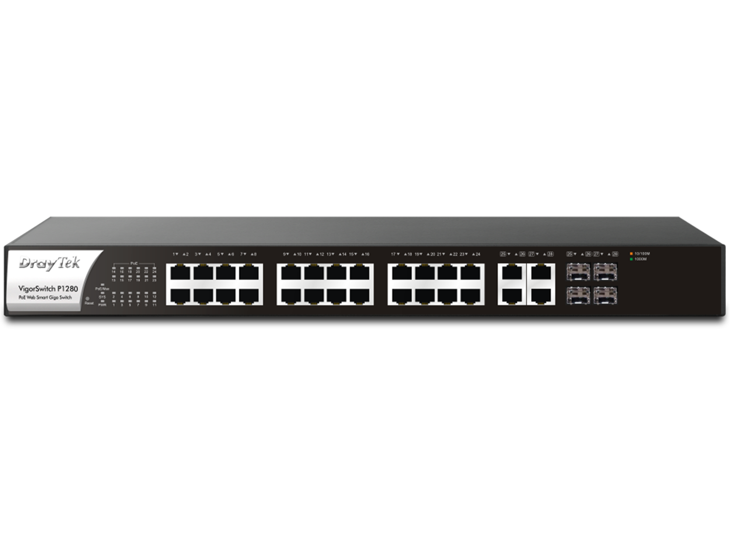 DrayTek VSP1282-K VigorSwitch P1282 24 Port Gigabit POE Smart Managed Switch with 4x 10GbE SFP Ports