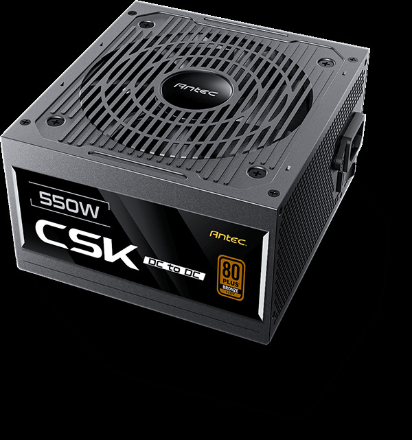 Antec CSK550DC 550W Power Supply, 80 Plus Bronze Certified, ATX 12V 2.52, Non-Modular, DC-to-DC, Flat Black Cables, 120mm Quiet Fan, UK Plug
